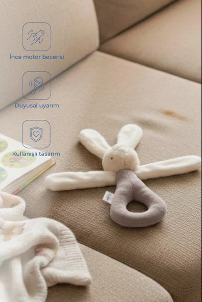 Babyjem Tutmalı Çıngıraklı Mini Peluş Tavşan Taş 842 ürün görseli 1