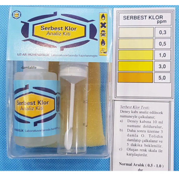 Damlalife Su Test Analizi Serbest Klor Kiti Klor Analizi-(0.1 ppm - 5 ppm) ürün görseli 1