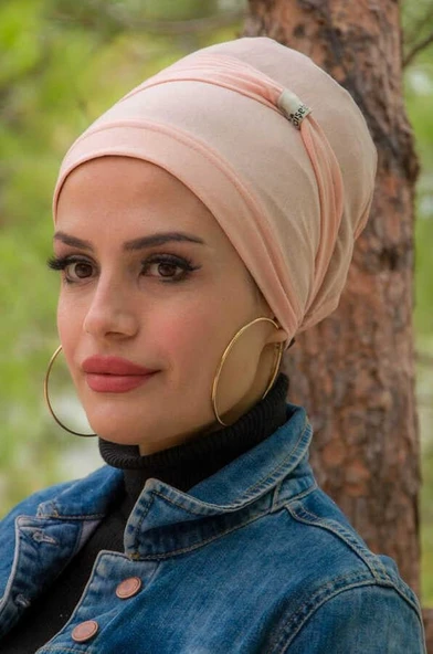 Aişe Tesettür Pudra Battal Boy Kaymaz Bone - 40500 ürün görseli 1