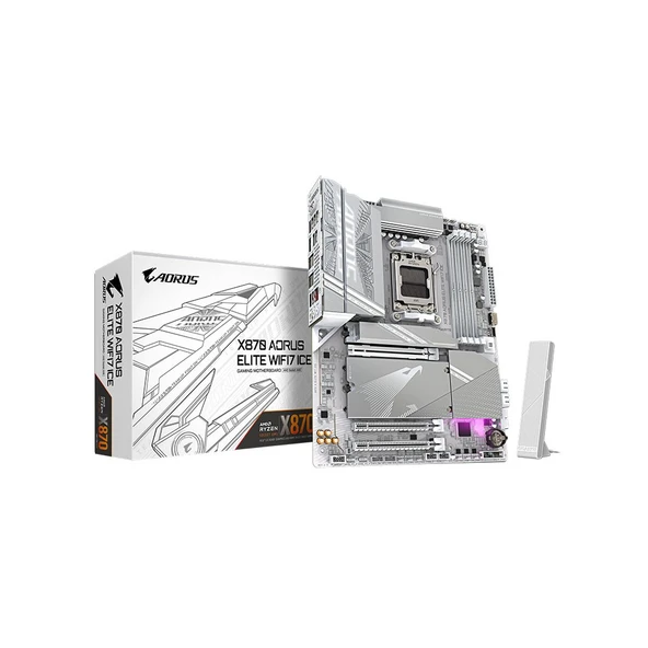 GIGABYTE X870 AORUS ELITE WIFI7 ICE AMD X870 Soket AM5 DDR5 8000Mhz (OC) USB4 WIFI 7 ATX Anakart ürün görseli 1