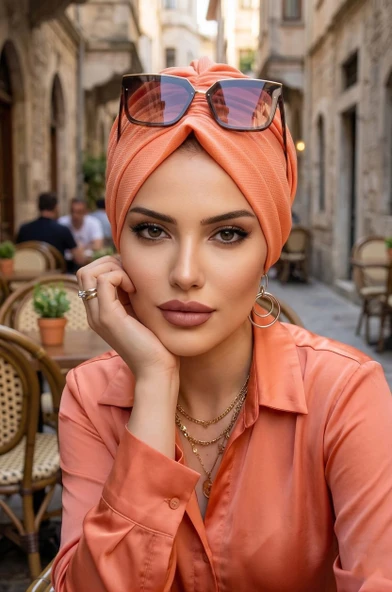 Aişe Tesettür Neon Turuncu Tokalı Bone ürün görseli 1