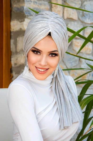 Aişe Tesettür Gümüş Piliseli Dolama Bone ürün görseli 1