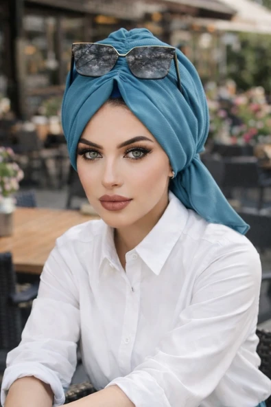 Aişe Tesettür İndigo Tokalı Bone ürün görseli 1