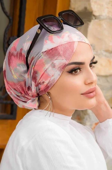 Aişe Tesettür Pudra Bahar Çapraz Bone ürün görseli 1