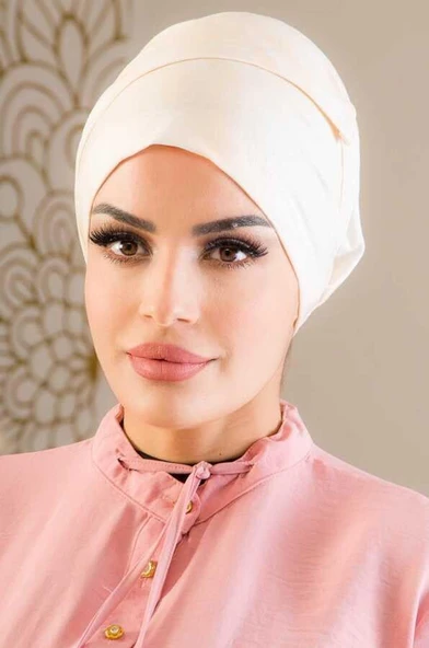 Aişe Tesettür Beyaz Bej Batik Battal Boy Kaymaz Bone - 40500 ürün görseli 1