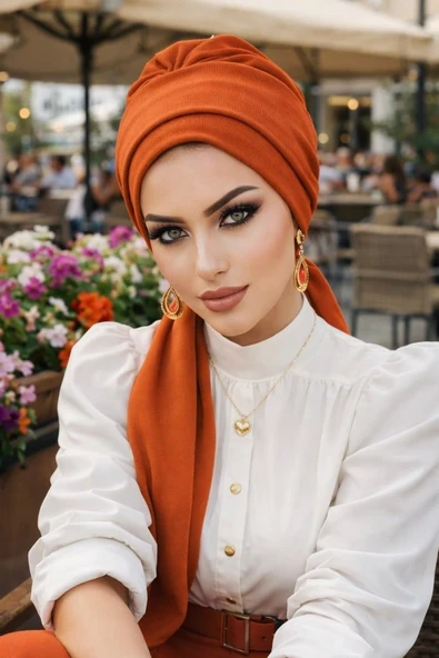 Aişe Tesettür Taba Krınkıl Atkılı Tesettür Bone ürün görseli 1