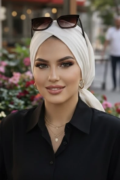 Aişe Tesettür Beyaz Çapraz Bone - Resim 2