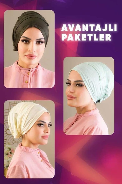 Aişe Tesettür 3lü İç Bone Set Seri 1 ürün görseli 1