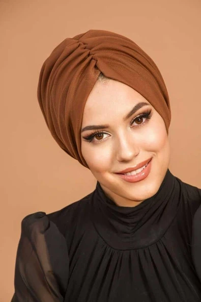 Aişe Tesettür Karamel Hazır Dolgulu Büzgülü  Bone ürün görseli 1