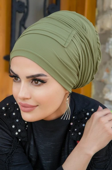 Aişe Tesettür Haki Battal Boy Kaymaz Bone - 40500 ürün görseli 1