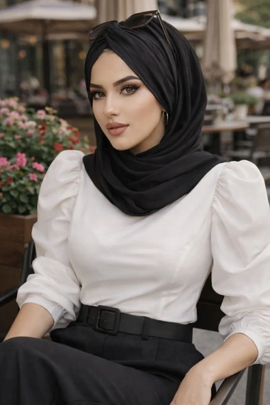 Aişe Tesettür Siyah Düz Burgu Hazır Şal ürün görseli 1