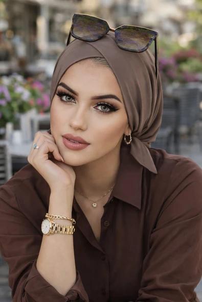 Aişe Tesettür Vizon Çapraz Bone ürün görseli 1