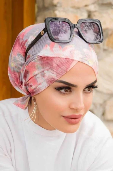 Aişe Tesettür Pudra Bahar Çapraz Bone - Resim 3