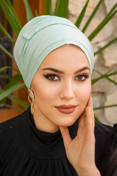 Aişe Tesettür Elma Yeşili Battal Boy Kaymaz Bone - 40500 ürün görseli 1