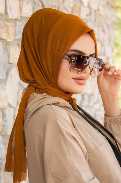 Aişe Tesettür Taba Köpük Hazır Eşarp - Resim 2