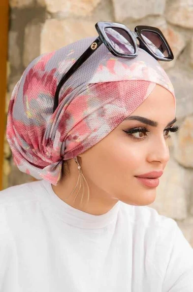 Aişe Tesettür Pudra Bahar Çapraz Bone - Resim 2