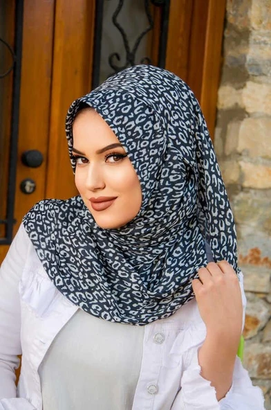 Aişe Tesettür Siyah beyaz Desen Double Şal ürün görseli 1