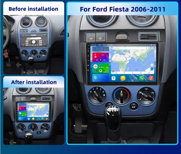 FOR-X FORD FİESTA-FUSİON(2006-2008)-9''ANDROİD GERÇEK 2+32 GB / 4 ÇEKİRDEK 1.6Ghz / WIFI 5.0Ghz / BT 5.4-KABLOSUZ CARPLAY-HD KAMERALI-TEKNİK DESTEKLİ ürün görseli 1