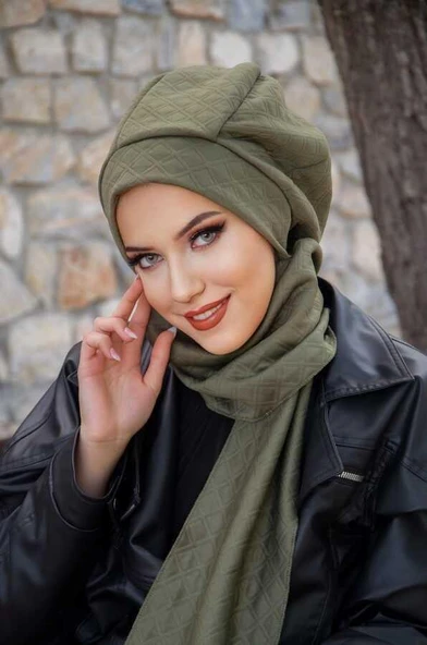 Aişe Tesettür Haki Kapitone Tesettür Bere - Resim 2
