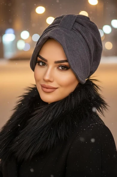 Aişe Tesettür Füme Balıksırtı Kaşe Şapka Bone ürün görseli 1