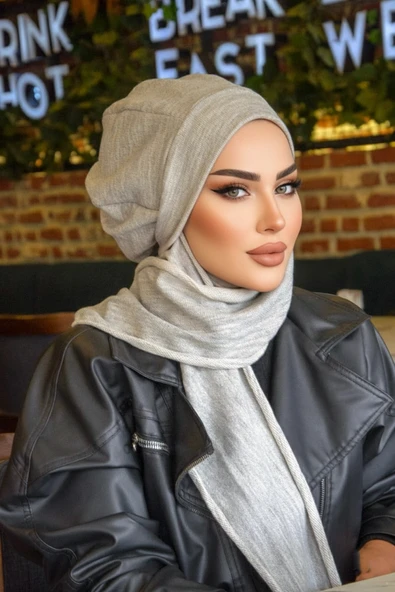 Aişe Tesettür Gri Melanj Tesettür Bere ürün görseli 1