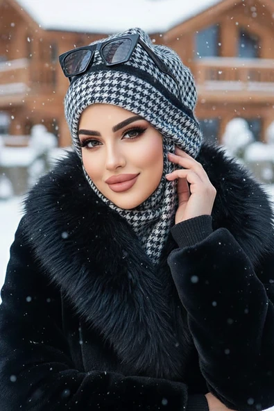 Aişe Tesettür Kazayağı Maskeli Bere ürün görseli 1