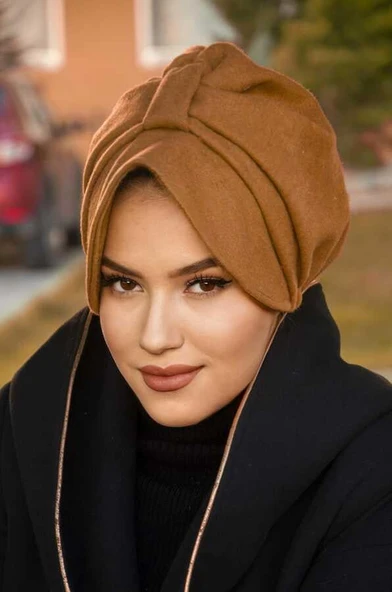 Aişe Tesettür Hardal Kaşe Şapka Bone ürün görseli 1
