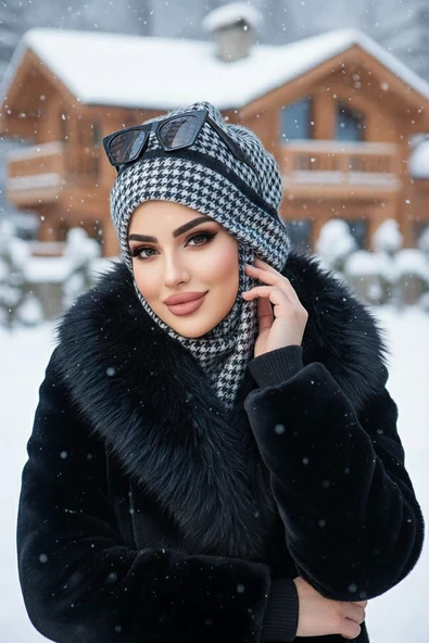 Aişe Tesettür Kazayağı Maskeli Bere - Resim 4