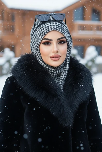 Aişe Tesettür Kazayağı Maskeli Bere - Resim 3