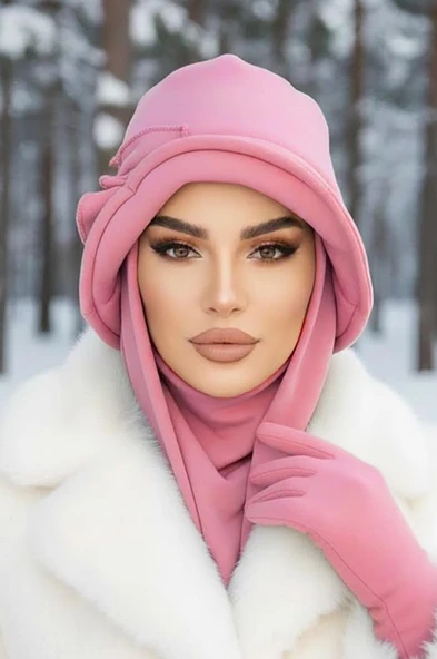 Aişe Tesettür Pudra Aksesuarlı Vintage Şapka ürün görseli 1