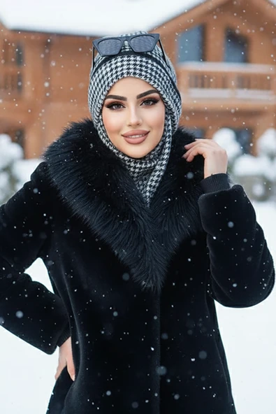 Aişe Tesettür Kazayağı Maskeli Bere - Resim 2
