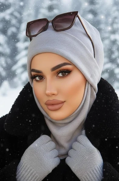 Aişe Tesettür Gri Yumoş Maskeli Bere ürün görseli 1