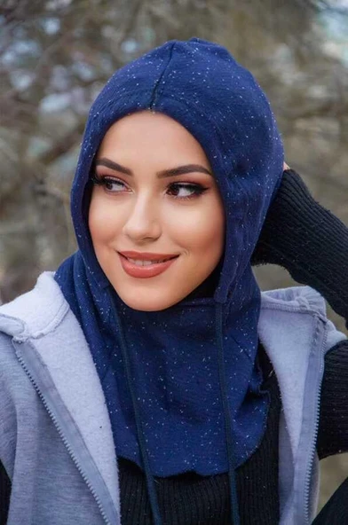 Aişe Tesettür Lacivert Karyağdı Bağcıklı Kapüşon Bone ürün görseli 1