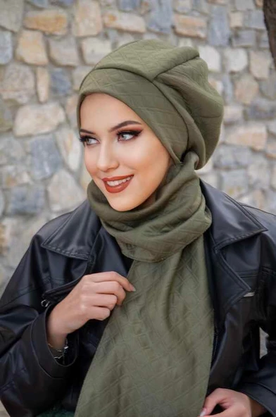 Aişe Tesettür Haki Kapitone Tesettür Bere ürün görseli 1