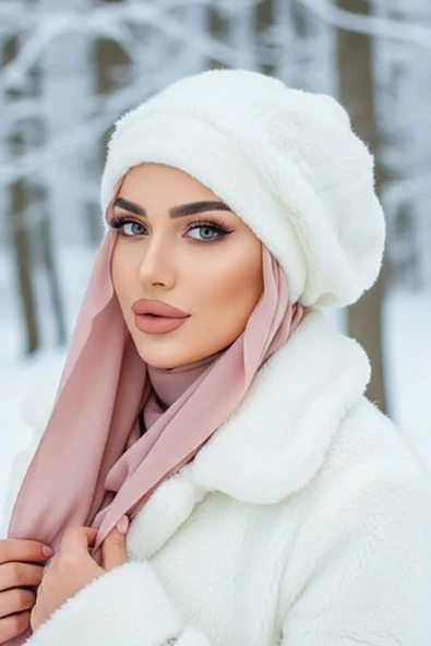 Aişe Tesettür Krem Kürk ATKISIZ Tesettür Bere ürün görseli 1