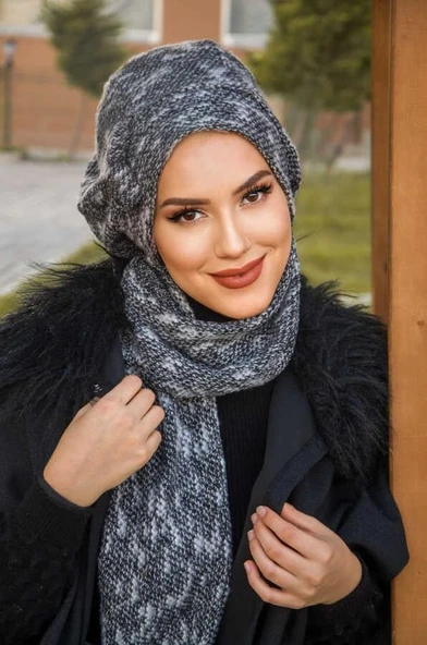 Aişe Tesettür Gri Melanj  Tesettür Bere ürün görseli 1