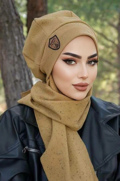 Aişe Tesettür Hardal Karyağdı Armalı Tesettür Bere ürün görseli 1