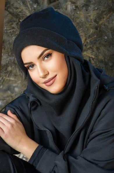 Aişe Tesettür Siyah Maskeli Bere - Resim 2