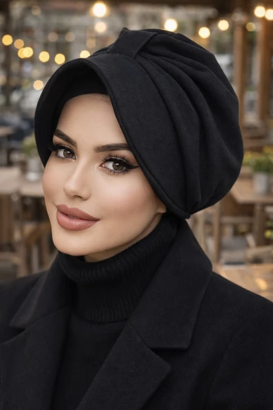 Aişe Tesettür Antrasit Kaşe Şapka Bone ürün görseli 1