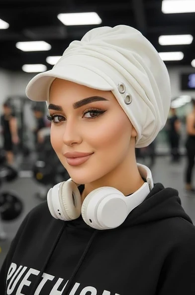 Aişe Tesettür Beyaz Metal Detaylı Tesettür Şapka Bone ürün görseli 1