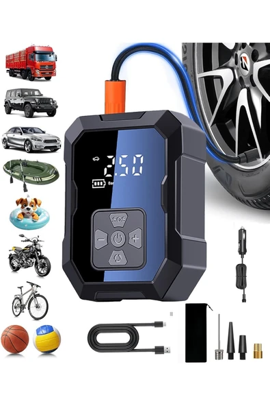 Akıllı 4000mAh Dijital Hava Kompresörü  150PSI Şarjlı Taşınabilir Lastik Şişirme Pompası ürün görseli 1