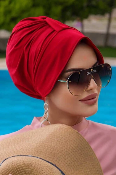 Aişe Tesettür Kırmızı Deniz Şapkası ürün görseli 1