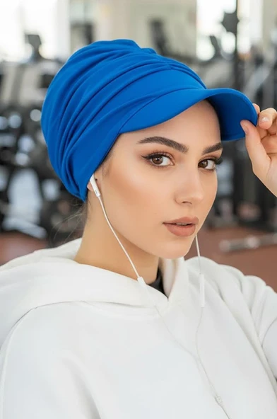 Aişe Tesettür Saks Mavi Tesettür Şapka ürün görseli 1