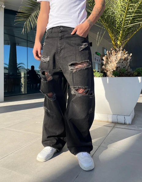Premium Distressed Wash Baggy Kot Pantolon ürün görseli 1