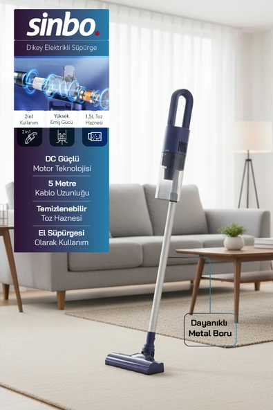 Sinbo SVC-8628 Kablolu Dikey Elektrikli Süpürge - Mavi ürün görseli 1
