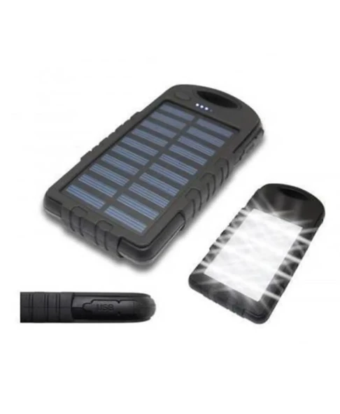 10000 Mah Solar Güneş Enerjili 12 Led Işıklı Flaşörlü Powerbank ürün görseli 1