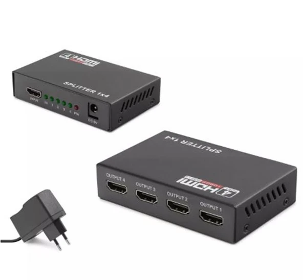 Hadron Hdx1286 4 Port Hdmi Splitter 1.4V 1080P 3D 1-In 4-Out Siyah ürün görseli 1