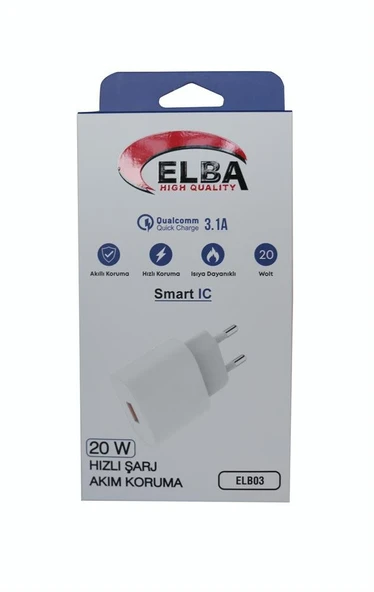 Elba ELB03-20USB Beyaz 20W USb Şarj Kafa QC4.0(Akıllı Koruma-Hızlı Şarj-Isıya Dayanıklı) ürün görseli 1