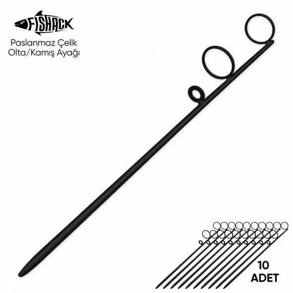 Olta Kamış Ayağı - Paslanmaz Çelik - Fishack - Siyah - 10'lu ürün görseli 1