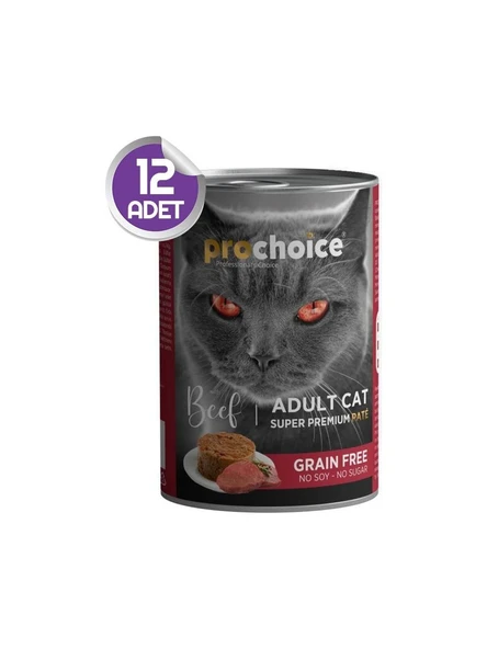 Pro Choice Prochoice Sığır Etli Tahılsız Pate Yetişkin Kedi Konservesi 400 gr X12 ürün görseli 1